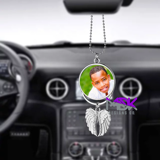 Personalized Double-Sided Angel Wing Car Charm