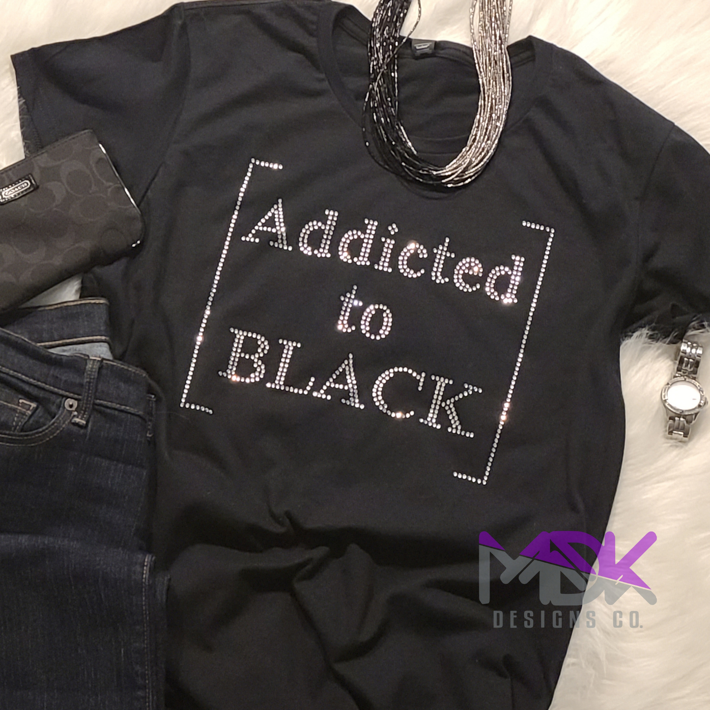 Addicted to Black Rhinestone Shirt