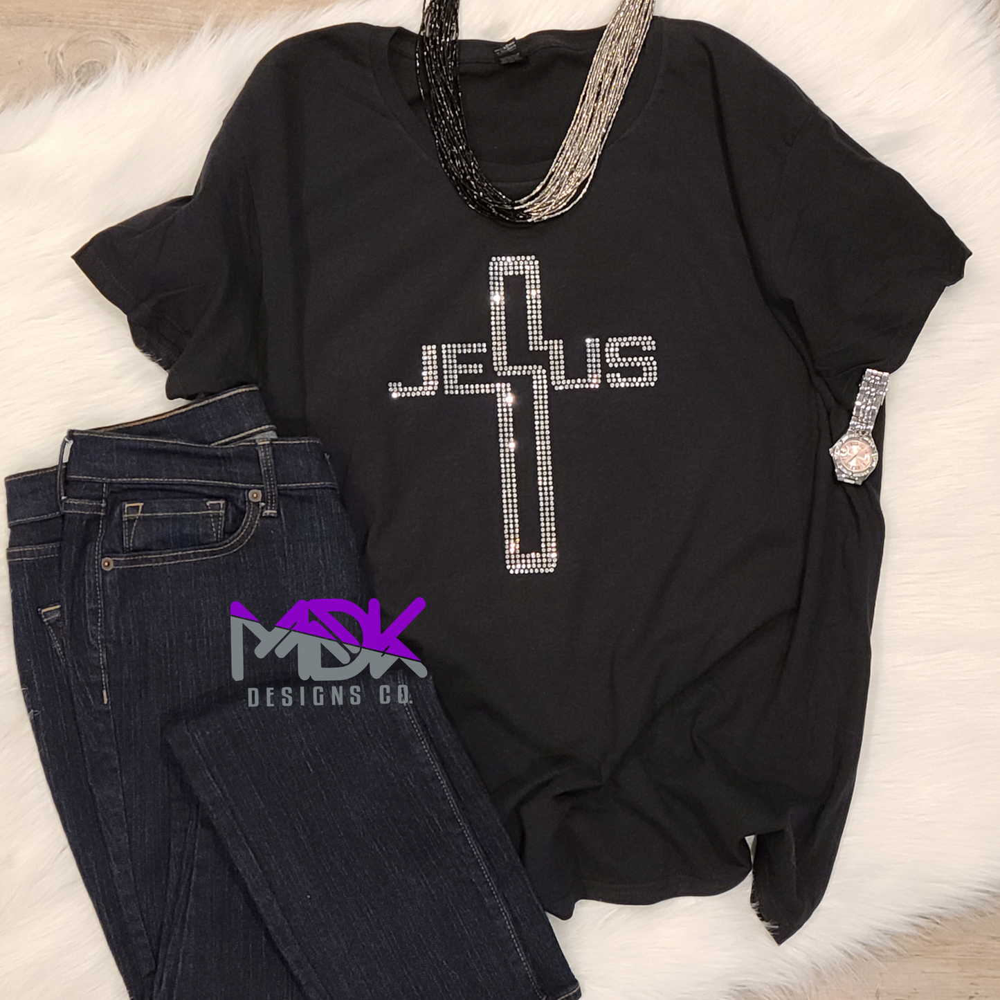 Jesus Cross Rhinestone Shirt